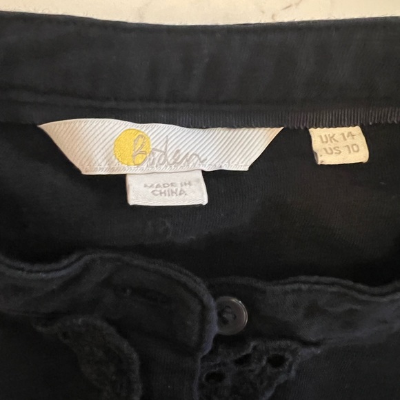 Boden Broderie Ruffle Jersey Top black US 10 - Picture 2 of 6